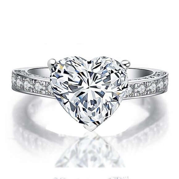 🍁 Sweet Crystal Clear CZ Heart Lovely Diamonds Heart Rings for Women, PD693 - Picture 1 of 6